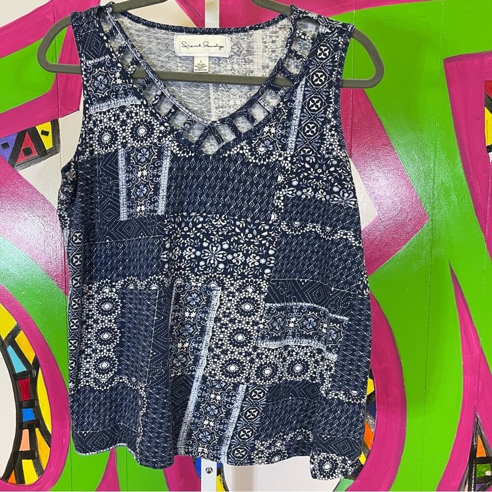 French Laundry, Cute Patchwork Print Tank Top. Size Large. Excellent condition!